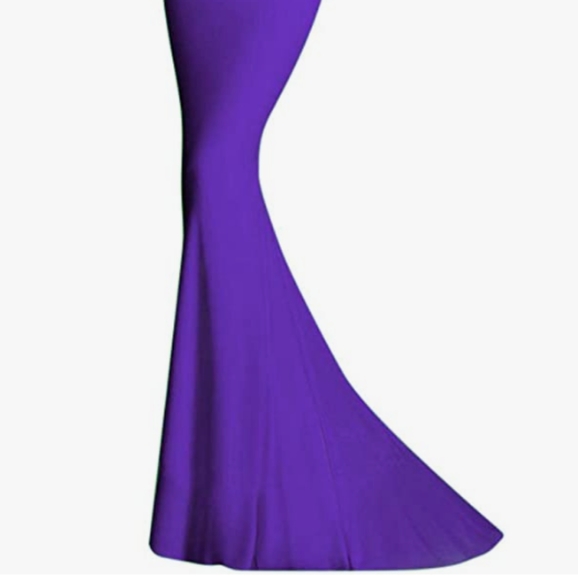 GLORY SUNSHINE DRESS JINUIOR SZ L PURPLE MAXI SLEEVELES HALTER LACE ZIP MERMAID - Picture 3 of 10